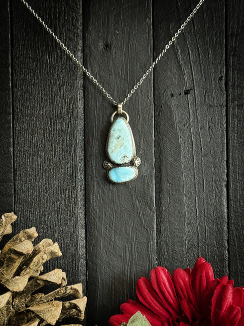 Colgante Duo de Plata con Larimar